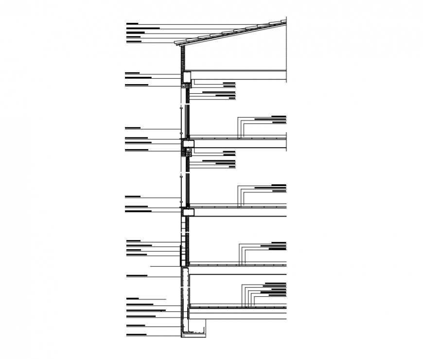 Multi story housing court constructive sectional details dwg file