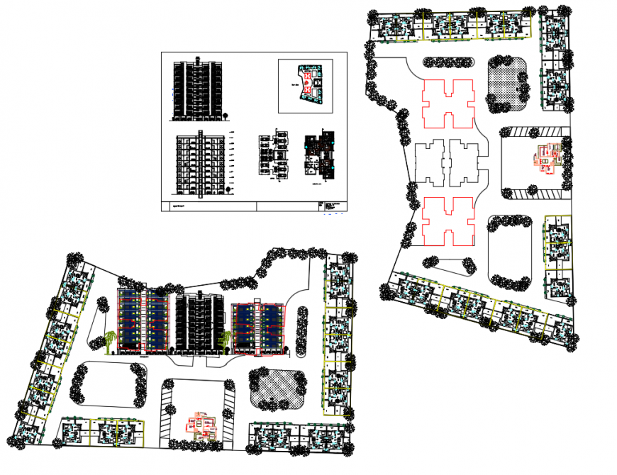 Multi story multi family housing apartments detailed architecture project dwg file