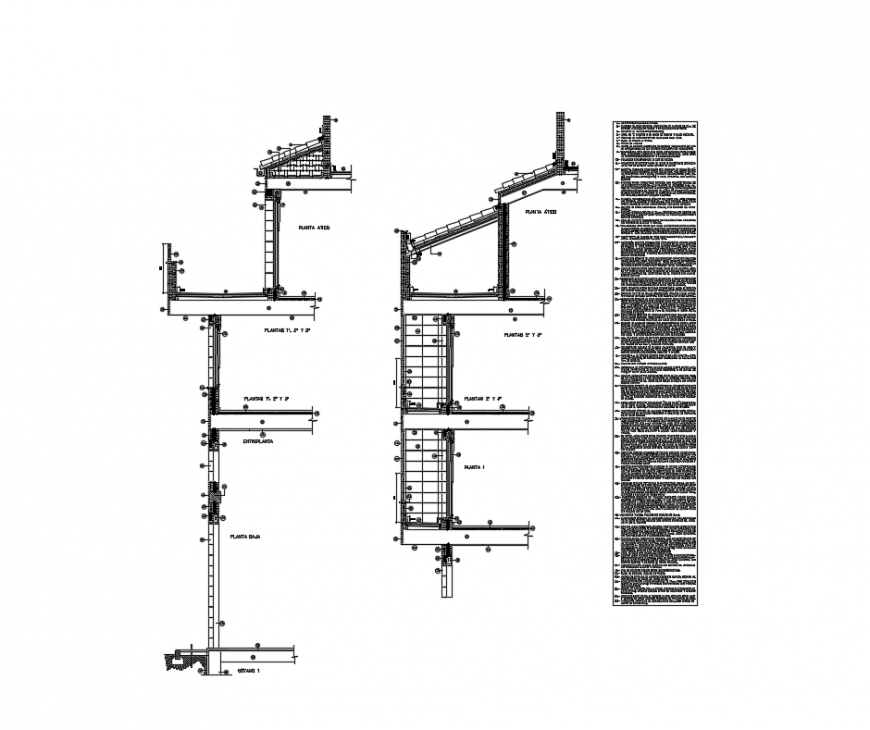 Multi story office building cut section facade details dwg file