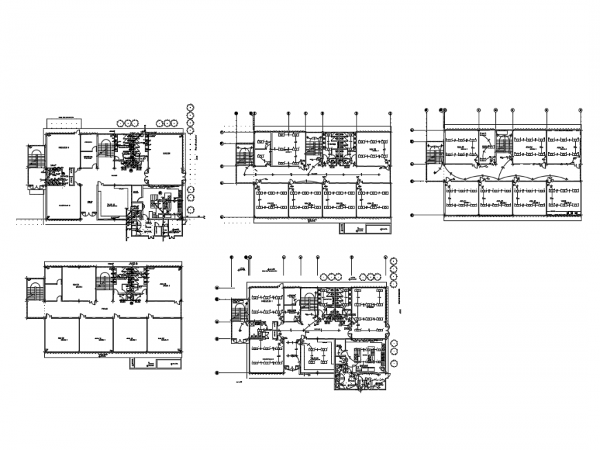 Multi story school building floor plan layout details dwg file