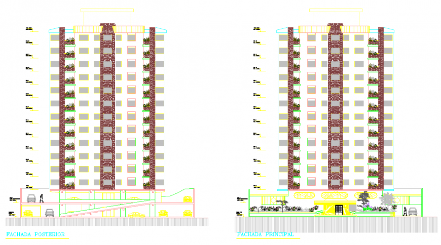 Multifamily building apartment drawing in dwg file.