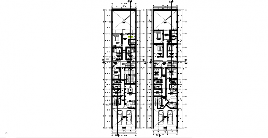 Multifamily house layout plan drawing in dwg AutoCAD file.