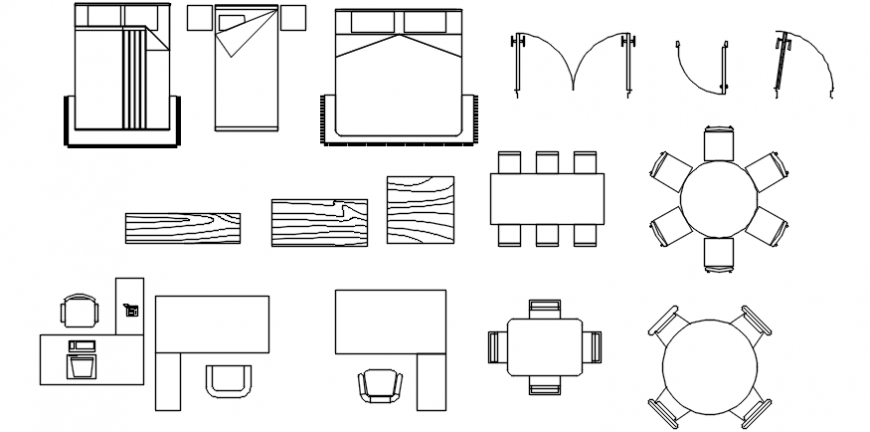 Multiple 2d furniture blocks cad drawing details dwg file