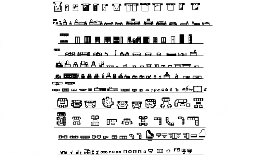 Multiple 2d hotel furniture elevation blocks cad drawing details dwg file