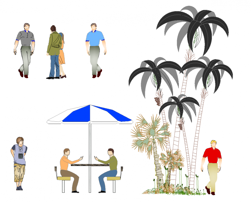 Multiple 3d people act blocks cad drawing details dwg file