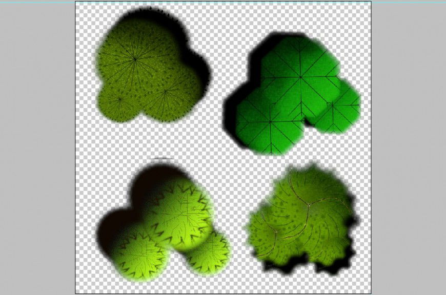 Multiple 3d tree plants on floor cad blocks details psd file