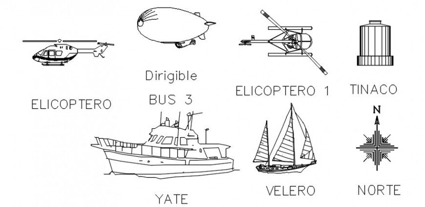Multiple air and water vehicles elevation blocks drawing details dwg file