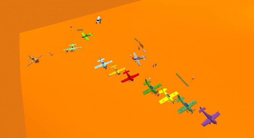 Multiple aircraft 3d model for sky diving cad drawing details skp file