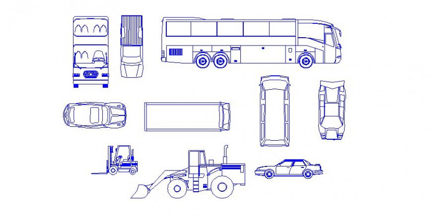 Multiple all types of vehicle 2d blocks cad drawing details dwg file