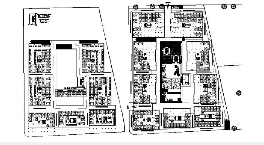 Multiple apartment building blocks site plan cad drawing details dwg file