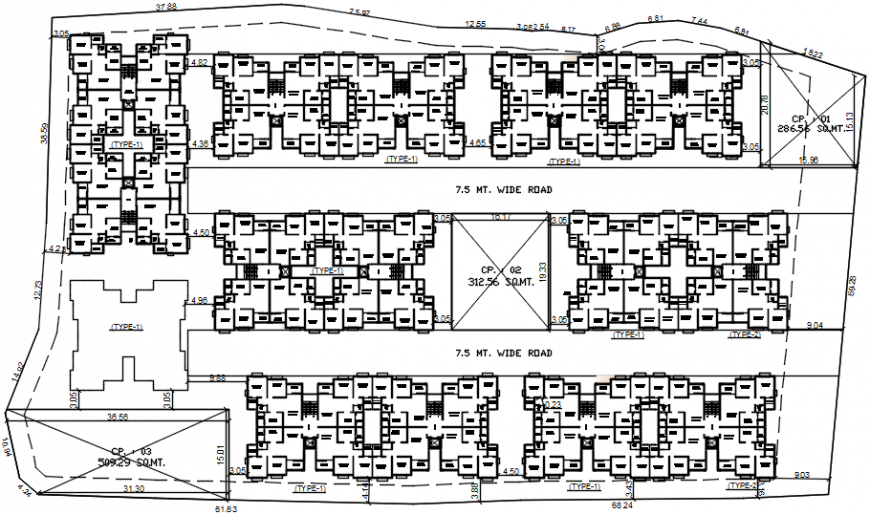 Multiple apartment residential flats site layout plan cad drawing details dwg file