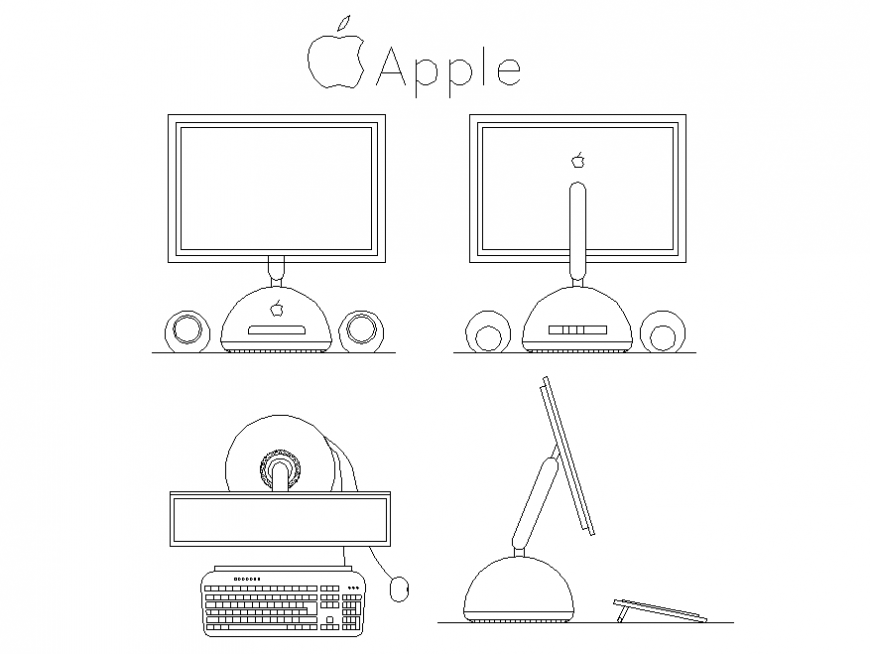 Multiple apple mac pcs blocks cad drawing details dwg file