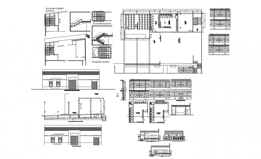Multiple area construction detail view in design dwg file