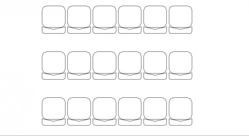 Multiple bank waiting chair blocks cad drawing details dwg file