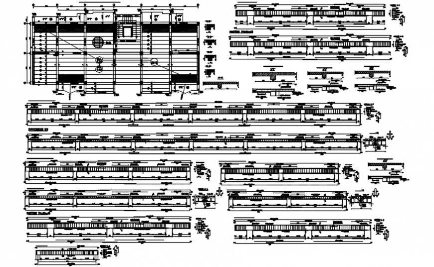Multiple beam sections and construction cad detail