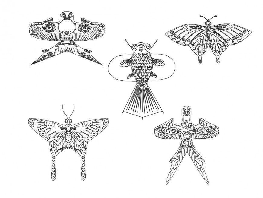 Multiple beautiful bird elevation blocks cad drawing details dwg file