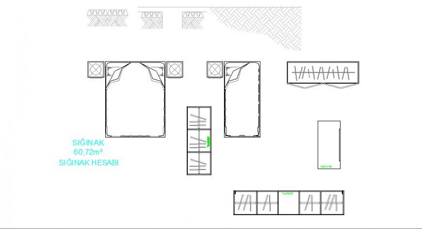 Multiple bed elevations 2d blocks drawing details dwg file