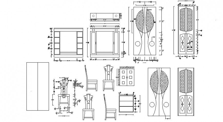 Multiple bedroom furniture 2d blocks cad drawing details dwg file