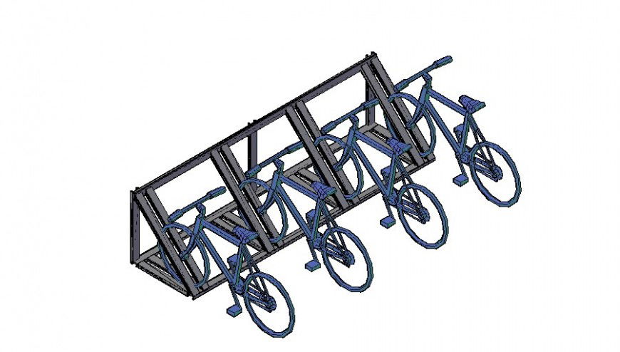 Multiple bicycle parking 3d model cad drawing details dwg file