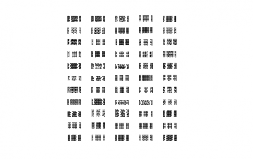 Multiple brick wall type design blocks drawing details dwg file