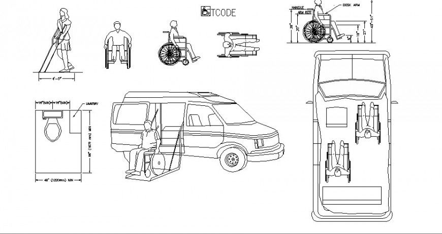 Multiple cars for handicapped and handicapped people blocks cad drawing details dwg file