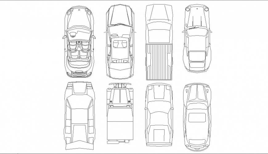 Multiple cars roof view elevations cad blocks details dwg file