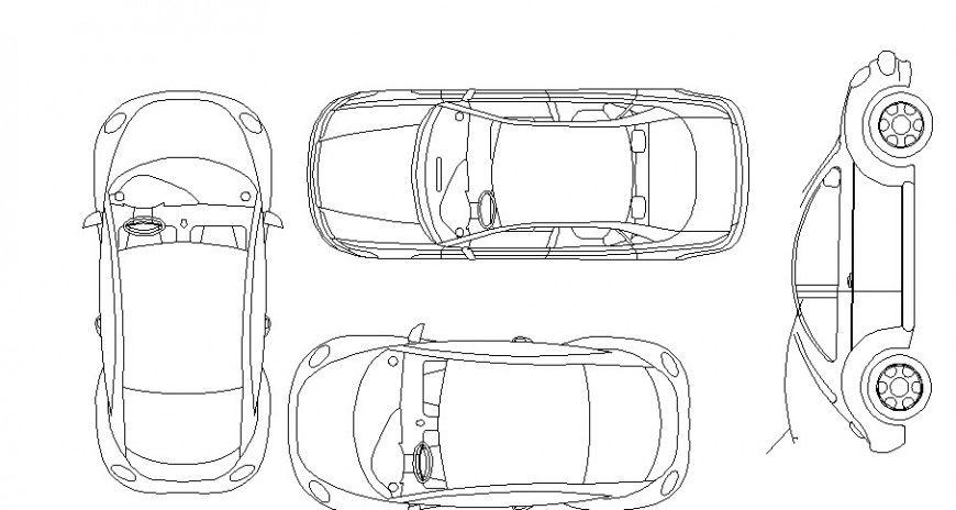 Multiple cars top and side view elevation blocks cad drawing details dwg file