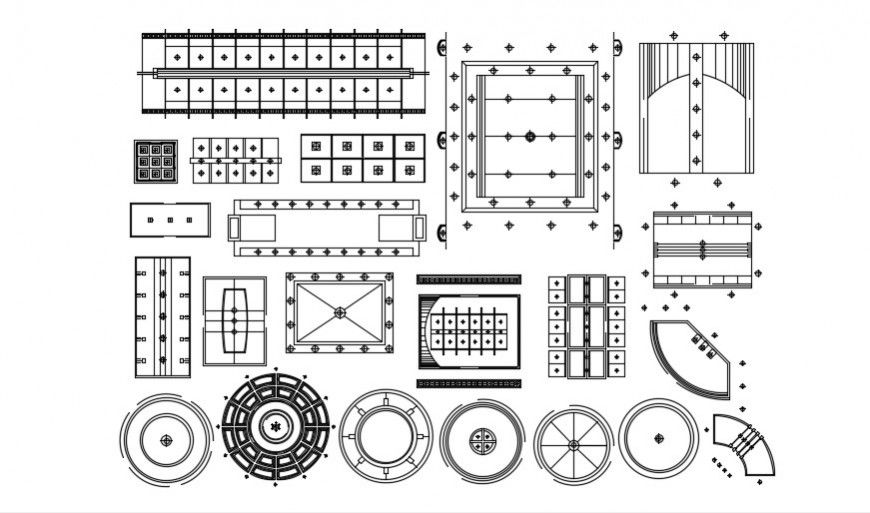 Multiple ceiling design 2d blocks cad drawing details dwg file