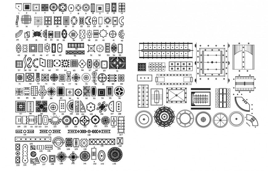 Multiple ceiling design blocks cad drawing details dwg file
