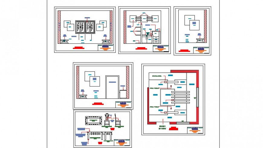 Multiple ceiling design plan details for house rooms dwg file