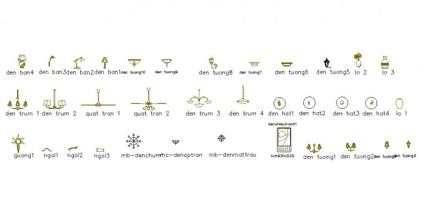 Multiple ceiling lamps, chandeliers and hanging lamp blocks details dwg file