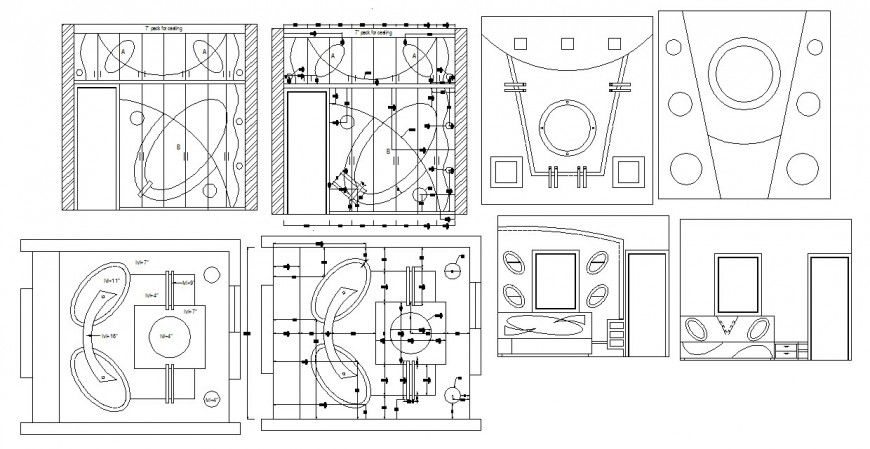 Multiple ceiling plan and design blocks cad drawing details dwg file