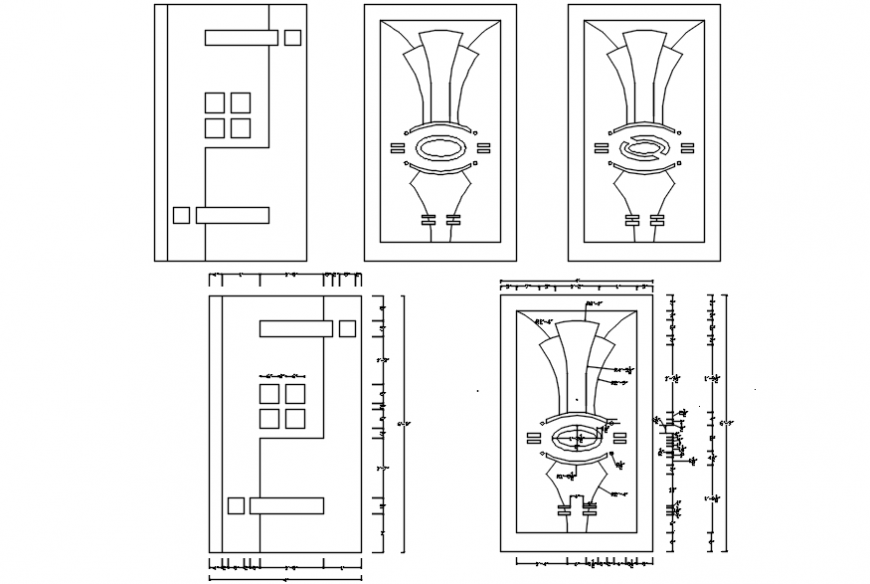 Multiple ceiling plans and design drawing details for office cabins dwg file