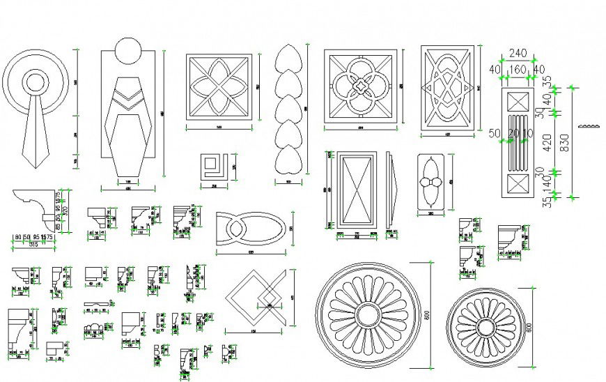 Multiple classic and interior blocks cad drawing details dwg file