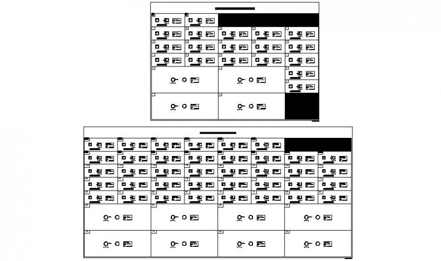 Multiple column grid structure details of all floors of school dwg file