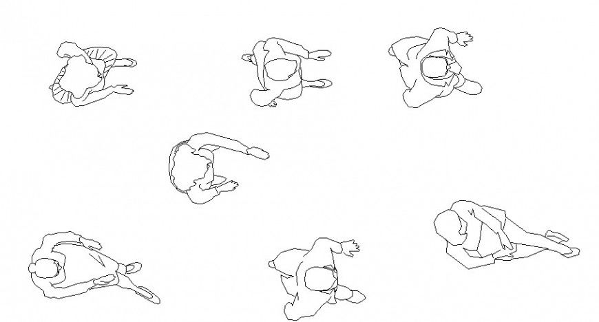 Multiple common and office people top view elevation block cad drawing details dwg file
