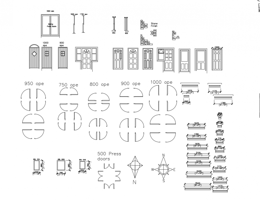 House CAD Blocks of Common Door and Window Designs in DWG Format