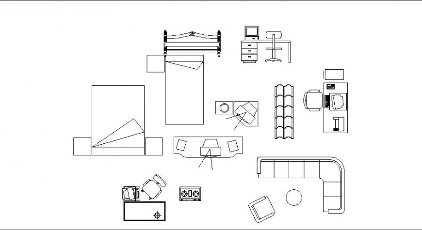 Multiple common hotel furniture elevation blocks cad drawing details dwg file