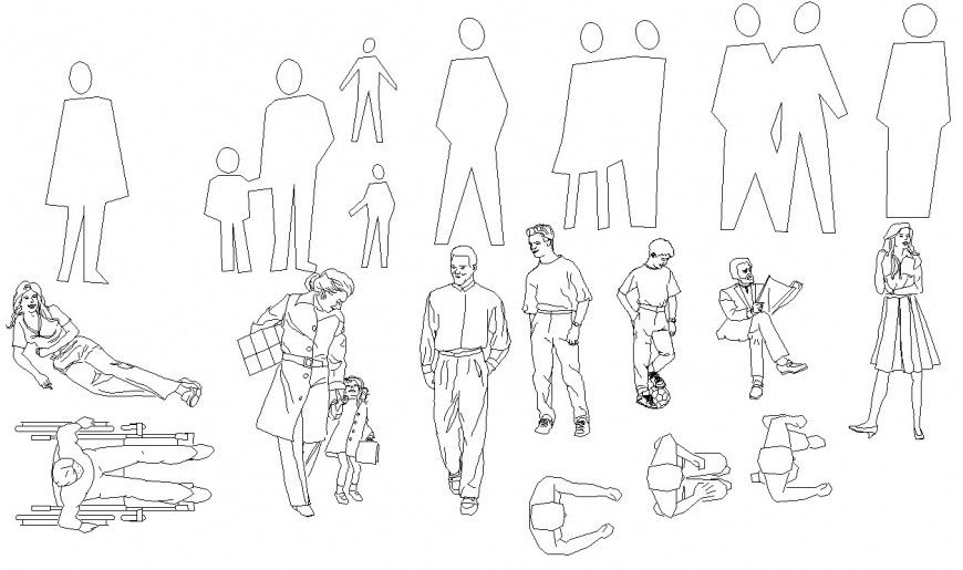 Multiple common people blocks and figures cad blocks details dwg file
