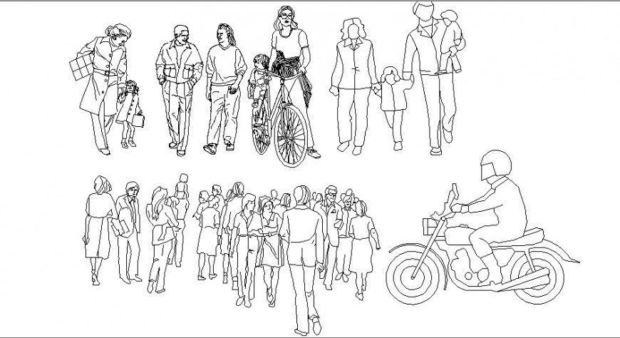 Multiple common people figures blocks cad drawing details dwg file