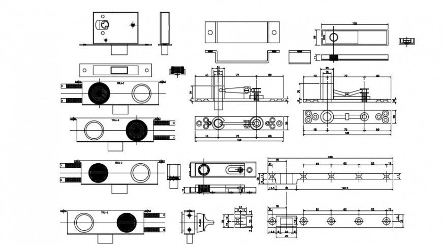 Multiple construction equipment blocks drawing details dwg file