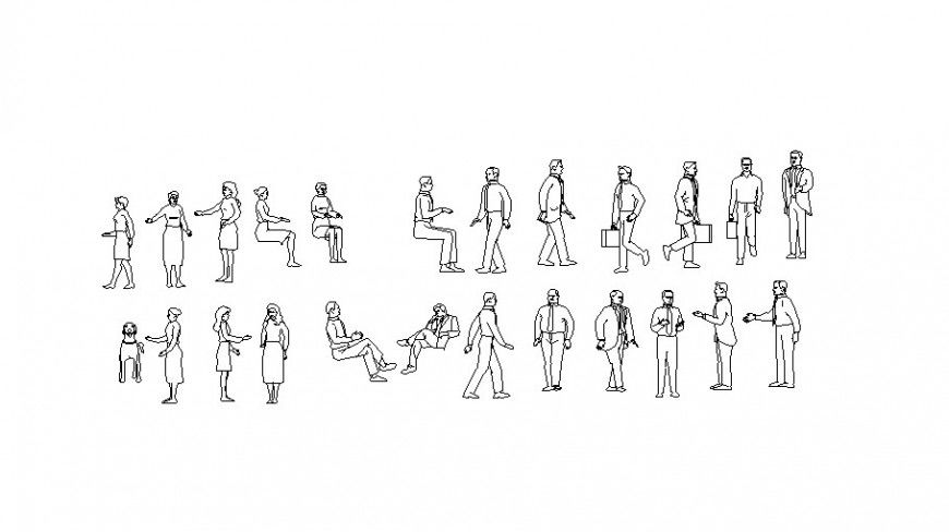 Multiple corporate people elevation block cad drawing details dwg file