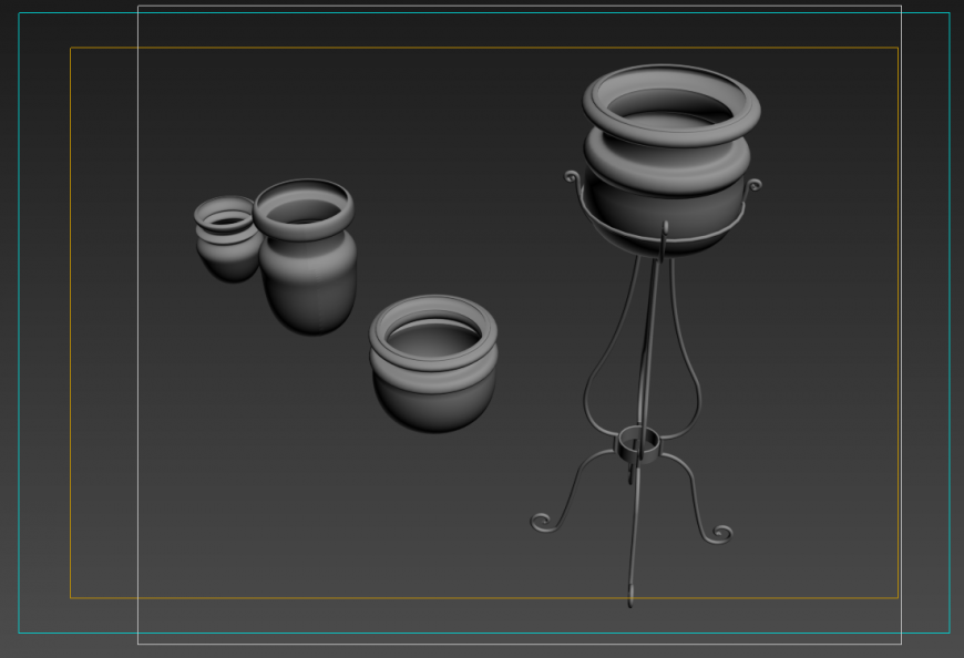 Multiple creative 3d plant pots cad drawing details dwg file