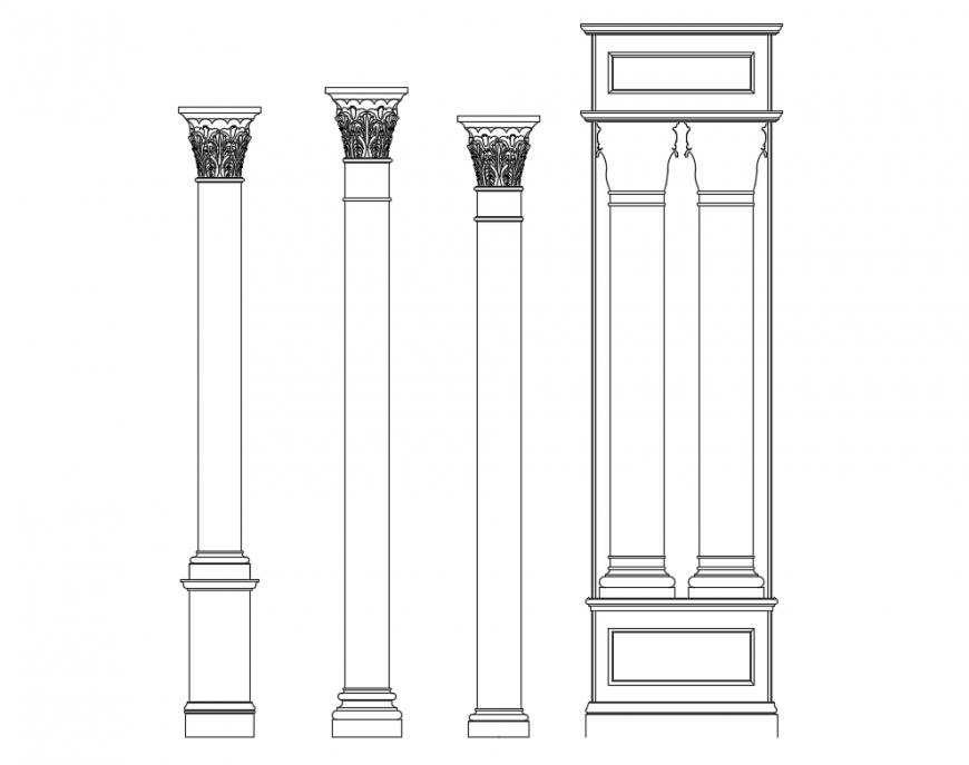 Multiple creative corinthian columns cad blocks design dwg file