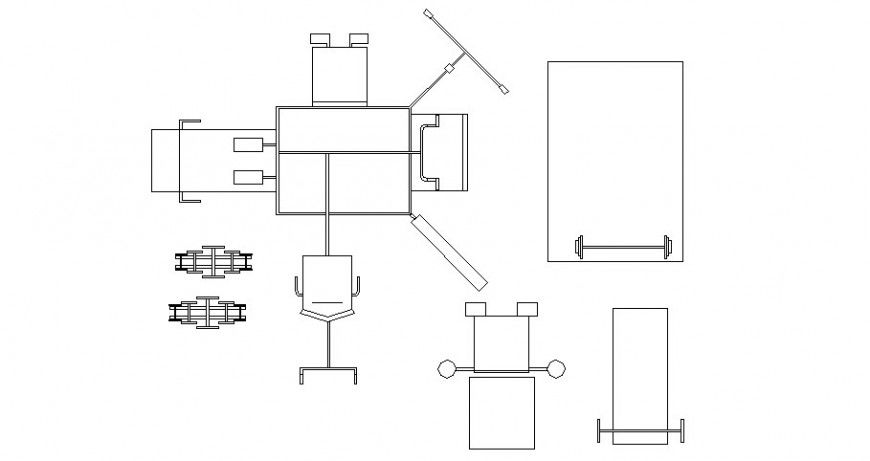 Multiple creative gym equipment blocks cad drawing details dwg file