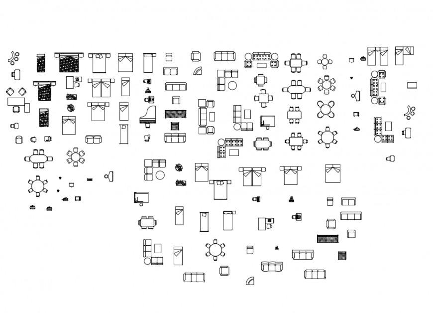 Multiple creative hotel furniture blocks cad drawing details dwg file
