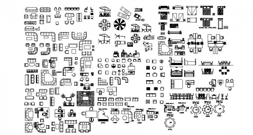 Multiple creative hotel furniture elevation blocks cad drawing details dwg file