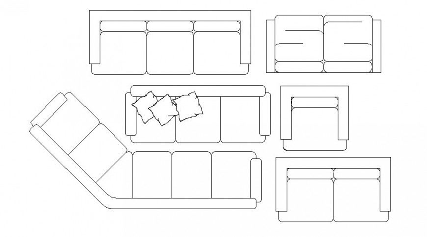 Multiple Creative Sofa Set CAD Blocks in DWG Format