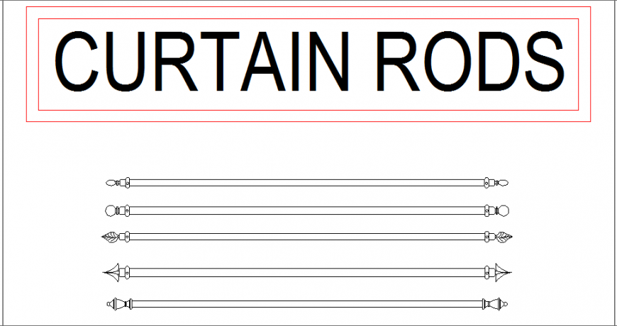 Multiple curtains rods blocks cad drawing details dwg file