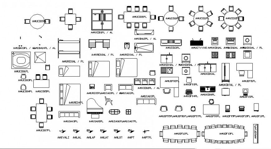 Multiple dining table and hotel furniture blocks cad drawing details dwg file